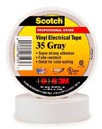 3M 35 Gray Professional Grade Electrical Tape 3/4 Inch by 66 Feet - Sleeve of 10 Rolls