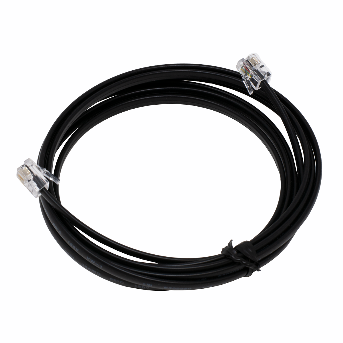 7' Straight (Non-Coiled) Black Handset Cord