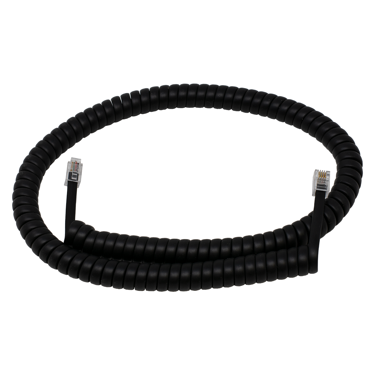 12' Flat Black Coiled Handset Cord