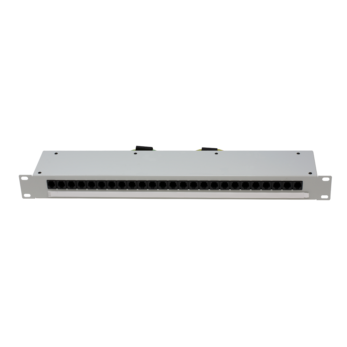 24 Port 2 Pair RJ-14 Patch Panel with 2 Female Amp (Front View)