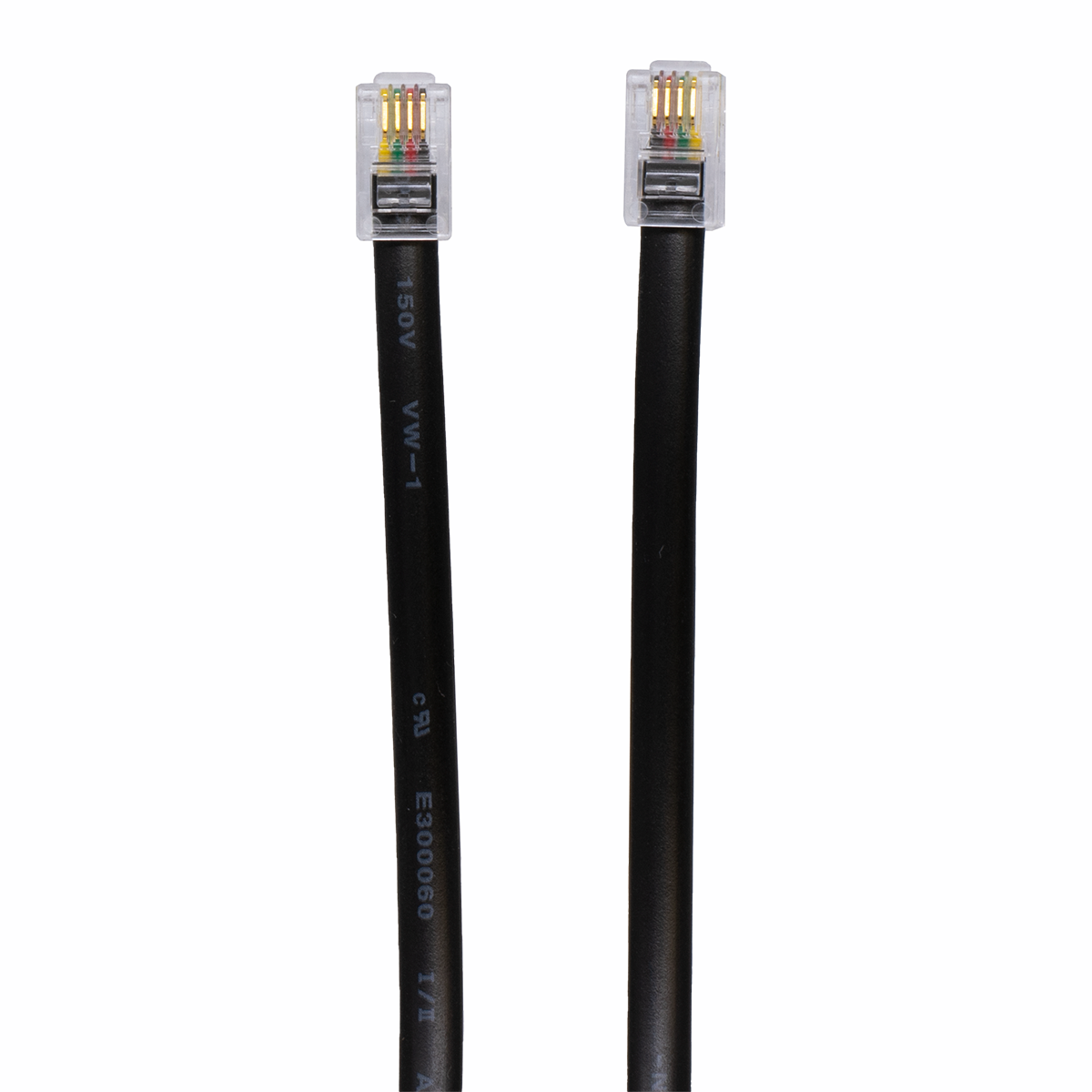 7' Straight (Non-Coiled) Black Handset Cord (Plug View)