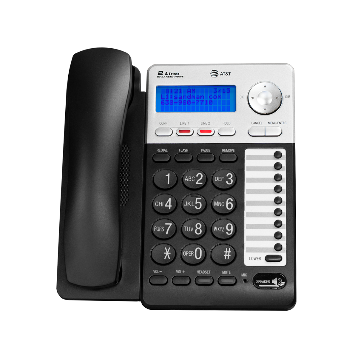 2-Line Analog Phone with Noise-Cancelling Handset (Top View)