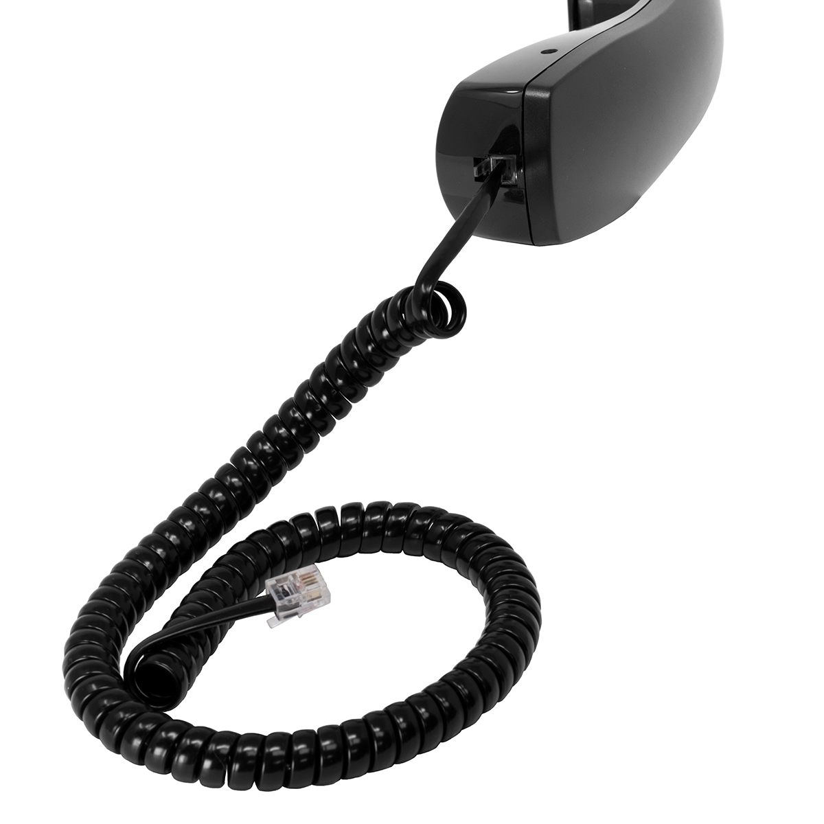 7' Black Coiled Handset Cord (Handset View)